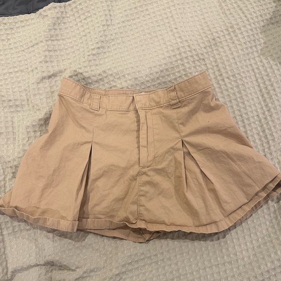 Abercrombie & Fitch Co-Ord Pleated Chino Mini Skirt skort Schoolgirl Y2K in Tan - Picture 3 of 6